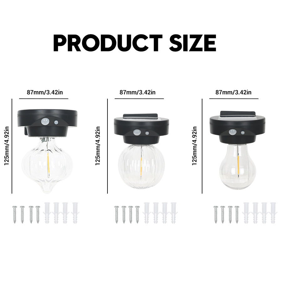 Outdoor LED Super Bright Solar Tungsten Bulb Light Household Waterproof Human Sensing Courtyard Wall Lamp Lighting Street Lamp