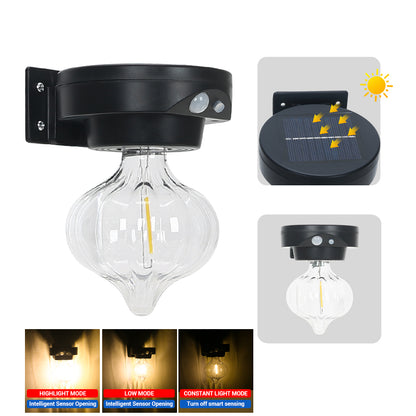 Outdoor LED Super Bright Solar Tungsten Bulb Light Household Waterproof Human Sensing Courtyard Wall Lamp Lighting Street Lamp