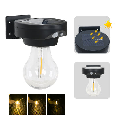 Outdoor LED Super Bright Solar Tungsten Bulb Light Household Waterproof Human Sensing Courtyard Wall Lamp Lighting Street Lamp
