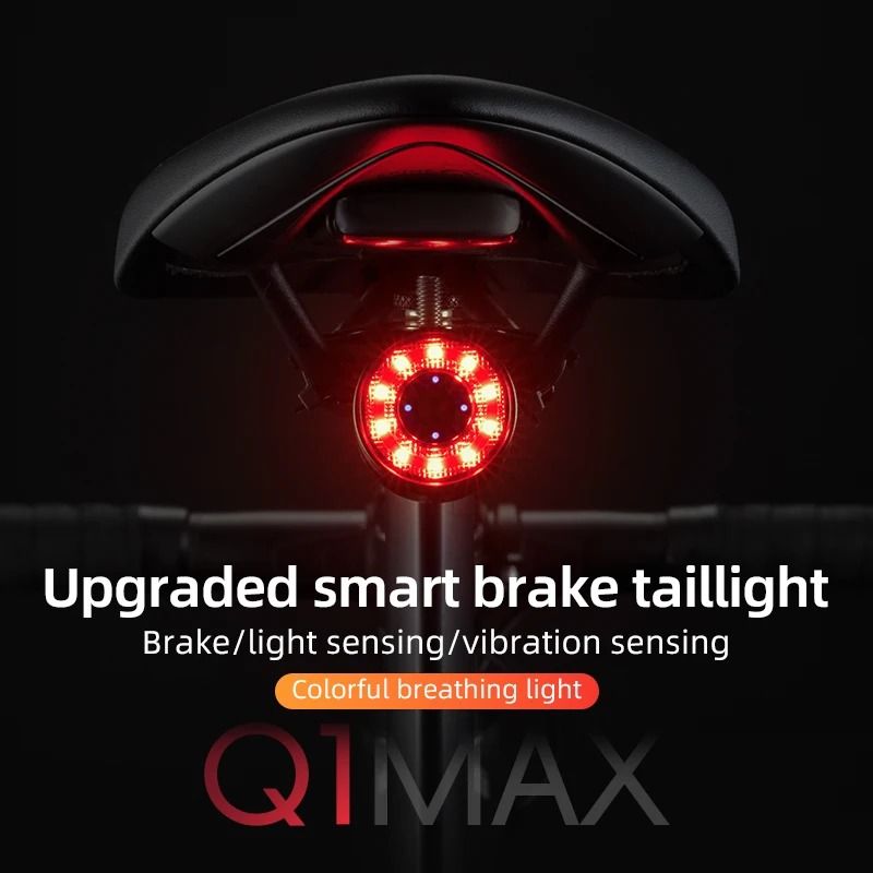 ROCKBROS Smart Brake Sensing Rear Bike Light with USB C and Waterproof Design