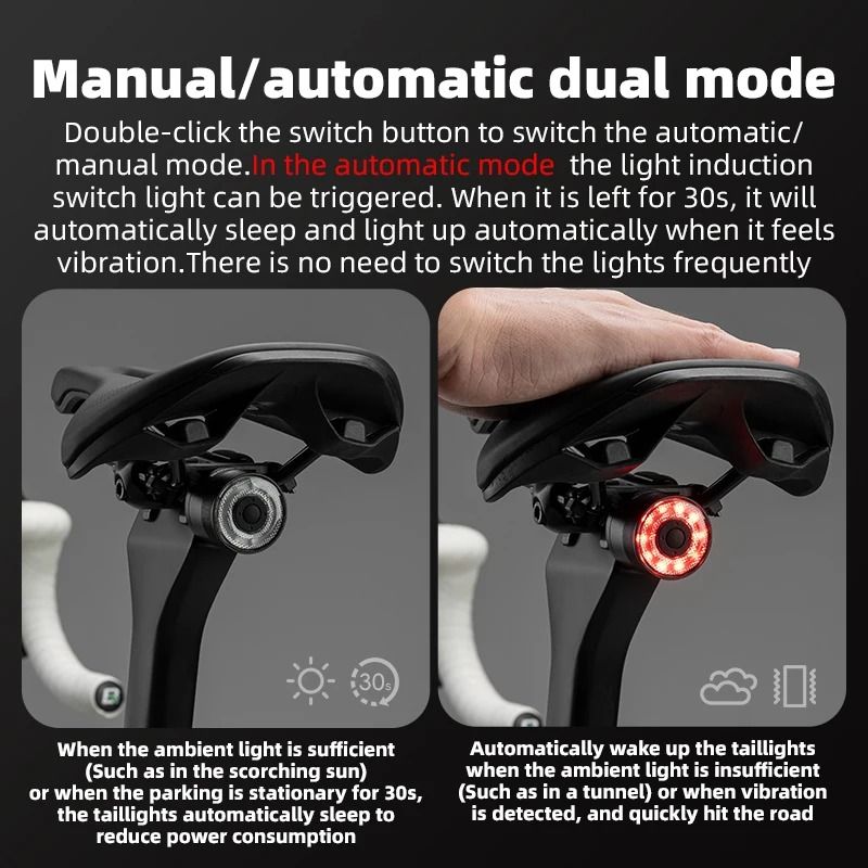 ROCKBROS Smart Brake Sensing Rear Bike Light With USB C And Waterproof Design 2
