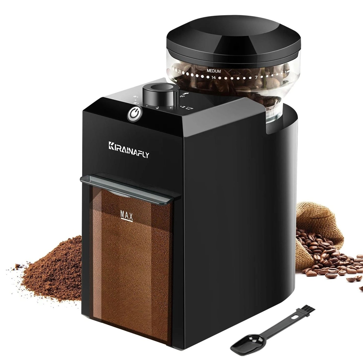 Electric Burr Mill Coffee Grinder with 28 Adjustable Settings for Espresso and Drip Brewing