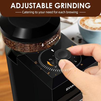 Electric Burr Mill Coffee Grinder With 28 Adjustable Settings For Espresso And Drip Brewing 2