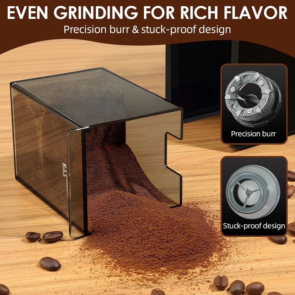 Electric Burr Mill Coffee Grinder With 28 Adjustable Settings For Espresso And Drip Brewing 3
