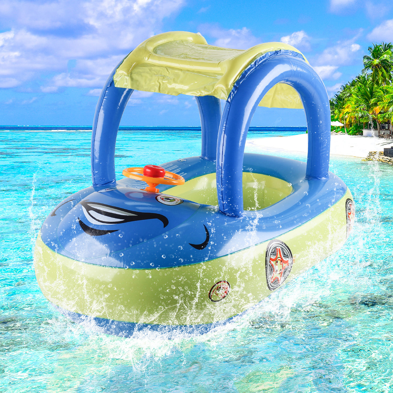 Car Shaped Toddler Pool Floats,Swim Floaties for Kids,Baby Swimming Ring & Beach Toy,Durable &Chemical Free Water Safety