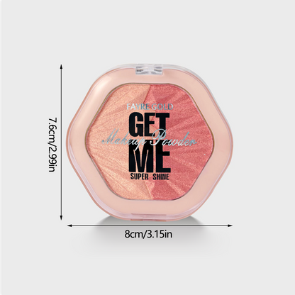 Multicolor Makeup Blush, 2-color Blush Palette, Face Cheek Blush Makeup Sparkle Highlight, 2 in 1 Eye Shadow Contouring