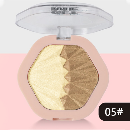 Multicolor Makeup Blush, 2-color Blush Palette, Face Cheek Blush Makeup Sparkle Highlight, 2 in 1 Eye Shadow Contouring