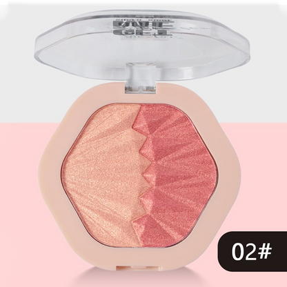Multicolor Makeup Blush, 2-color Blush Palette, Face Cheek Blush Makeup Sparkle Highlight, 2 in 1 Eye Shadow Contouring