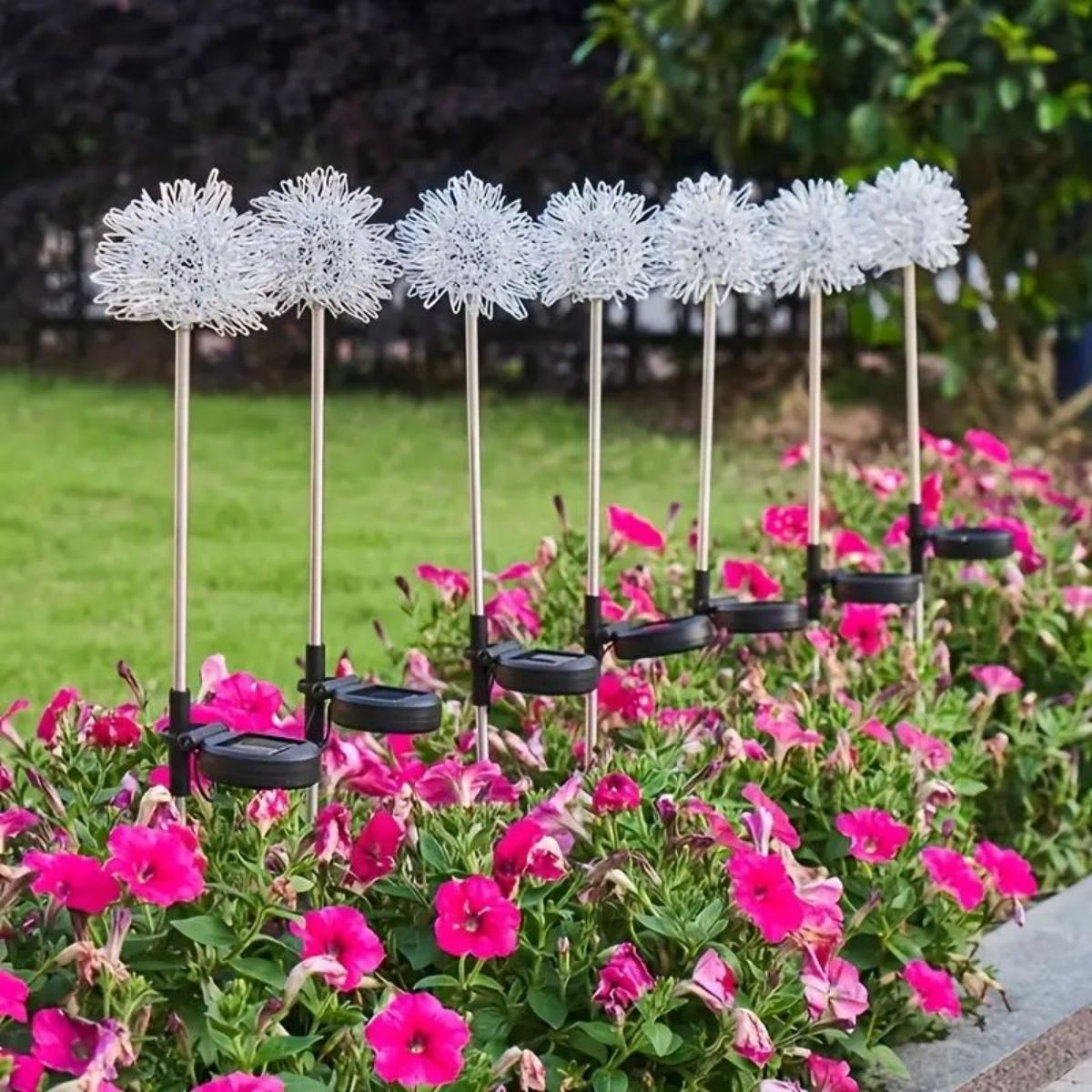 Waterproof Outdoor LED Landscape Lamp, Solar Dandelion Aluminum Wire Ball Garden Light, Decorative Garden Lighting