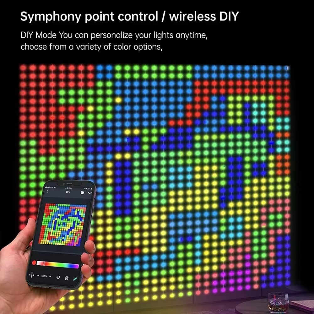 VividGlow Smart Curtain Lights  Music Sync RGB DIY Pattern LED Ambiance 4