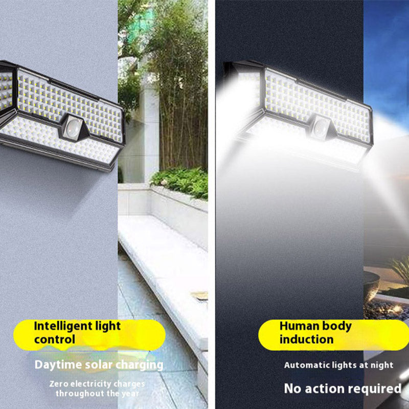 Solar Wall Light Human Sensor Lamp, Waterproof Garden Decoration Lighting, Solar Powered Outdoor Light 3 Modes