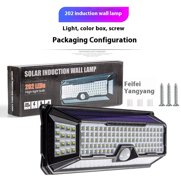 Solar Wall Light Human Sensor Lamp, Waterproof Garden Decoration Lighting, Solar Powered Outdoor Light 3 Modes