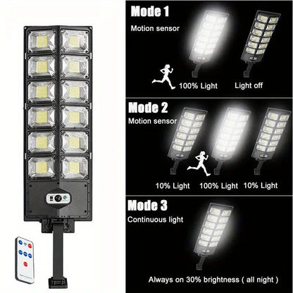 504LED UltraBright Solar Street Light  Wide Angle Motion Sensor Remote Control EnergyEfficient Wate