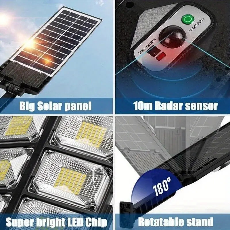 504LED UltraBright Solar Street Light  Wide Angle Motion Sensor Remote Control EnergyEfficient Wate