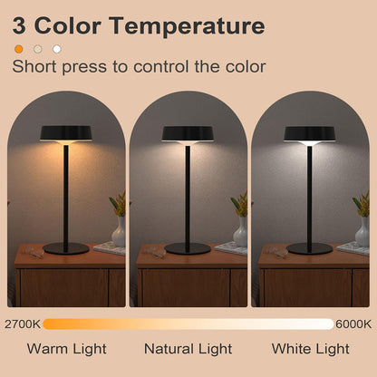 Solar Table Lamp for Bedroom, Camping Light with Dual Charging, 3 Color Temperature, Waterproof Night Light for Home