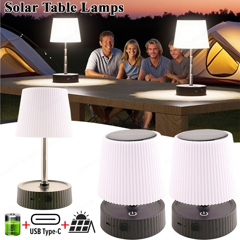 Folding Mini Solar Table Lamp for Outdoor Home Lighting, Rechargeable Balcony Lamp, Patio and Desktop Night Light
