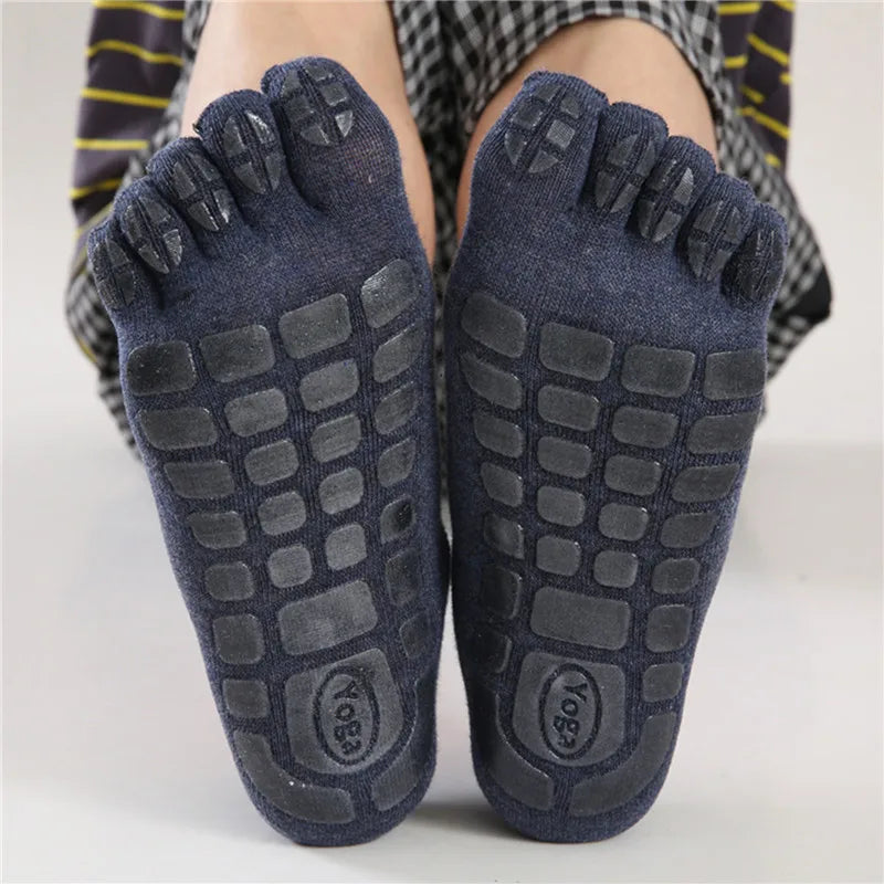 Mens Winter Thick Five Fingers Socks Warm Non Slip Fitness Toe Socks for Low Calf Indoor Comfort Slipper Male Floor Wear