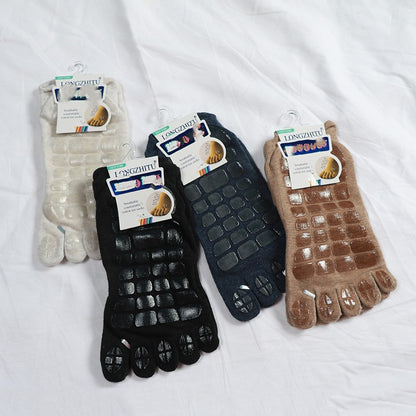 Mens Winter Thick Five Fingers Socks Warm Non Slip Fitness Toe Socks for Low Calf Indoor Comfort Slipper Male Floor Wear