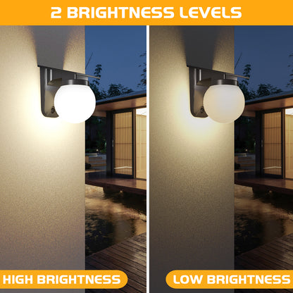Outdoor Solar Wall Lights, IP65 Waterproof Bulb Light, Adjustable Brightness for Garden Yard Pathway Gate