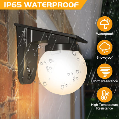 Outdoor Solar Wall Lights, IP65 Waterproof Bulb Light, Adjustable Brightness for Garden Yard Pathway Gate