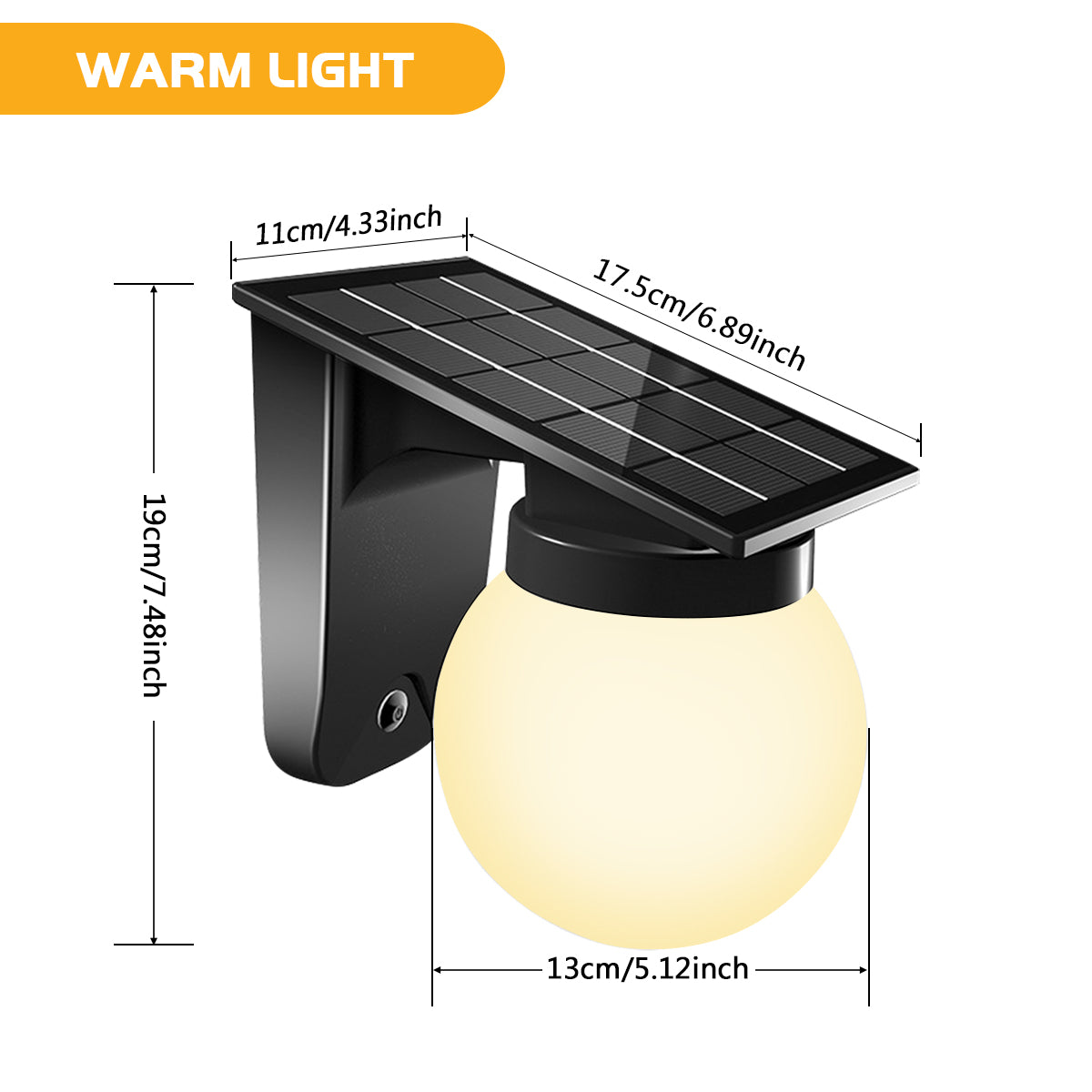 Outdoor Solar Wall Lights, IP65 Waterproof Bulb Light, Adjustable Brightness for Garden Yard Pathway Gate