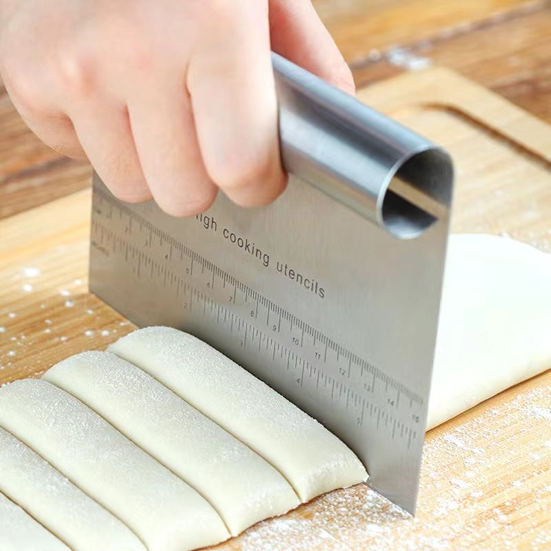 Premium Stainless Steel Dough Cutter & Scraper, Multi-Function Kitchen Tool for Dough, Pizza, Vegetables, and Pastries