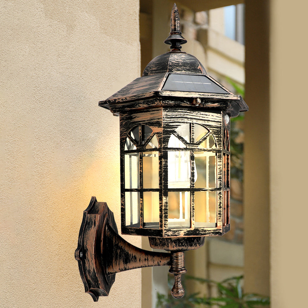 Outdoor Solar Flame Hanging Lantern Lights, IP65 Wall Mounted Lights, 3 Mode Solar Lamp for Patio Fence Garden Decor