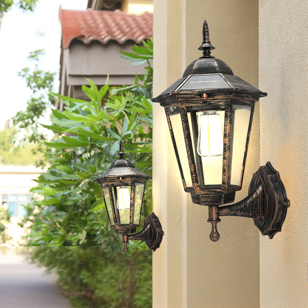 Outdoor Solar Flame Hanging Lantern Lights, IP65 Wall Mounted Lights, 3 Mode Solar Lamp for Patio Fence Garden Decor