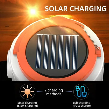 USB Rechargeable Solar Camping Light Bulb, 6 Lighting Modes, Hanging Outdoor Lamp for BBQ, Tent, Emergency Lighting