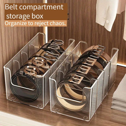 Belt Organizer Box 5 Grid Storage Rack for Closet and Drawer Space Saving Display Case
