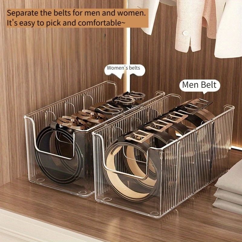 Belt Organizer Box 5 Grid Storage Rack For Closet And Drawer Space Saving Display Case 1