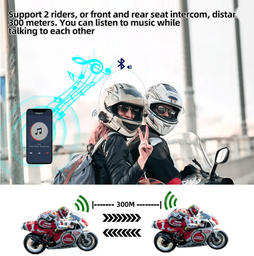 RideTalk BT 53 Motorcycle Intercom Headset For 2 Riders With Music Sharing 1