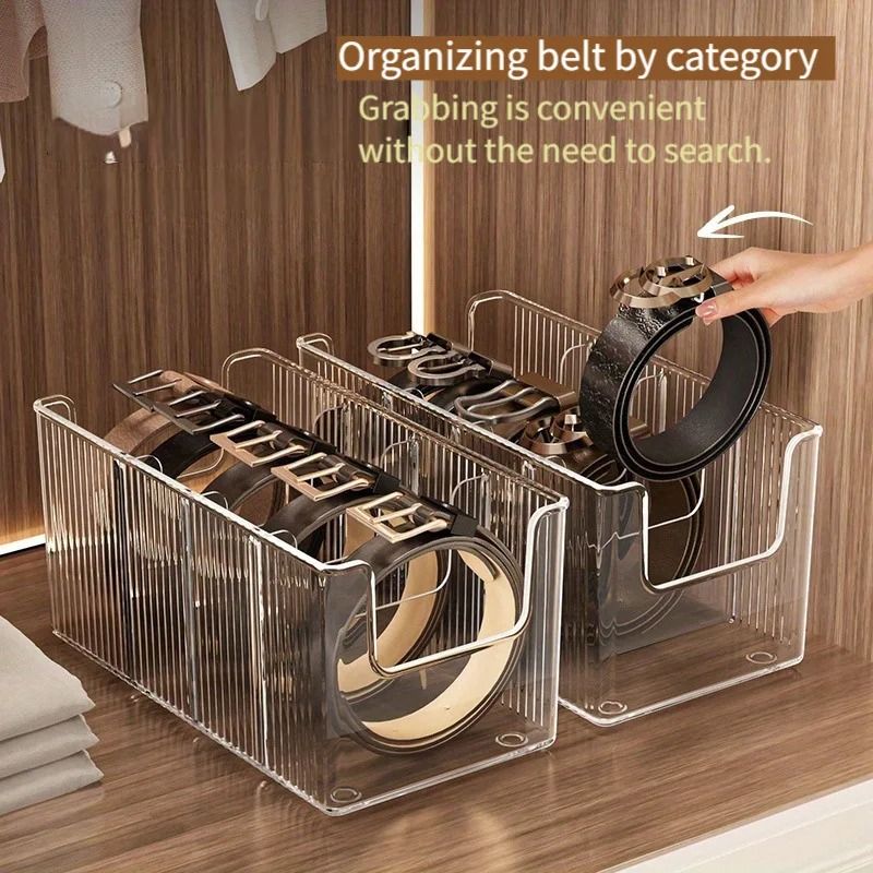 Belt Organizer Box 5 Grid Storage Rack For Closet And Drawer Space Saving Display Case 2