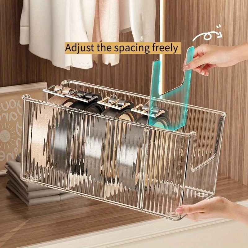 Belt Organizer Box 5 Grid Storage Rack For Closet And Drawer Space Saving Display Case 3