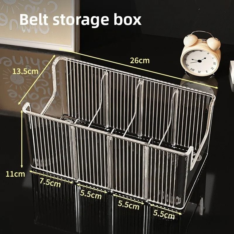 Belt Organizer Box 5 Grid Storage Rack For Closet And Drawer Space Saving Display Case 5