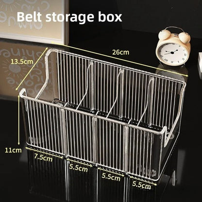 Belt Organizer Box 5 Grid Storage Rack For Closet And Drawer Space Saving Display Case 5