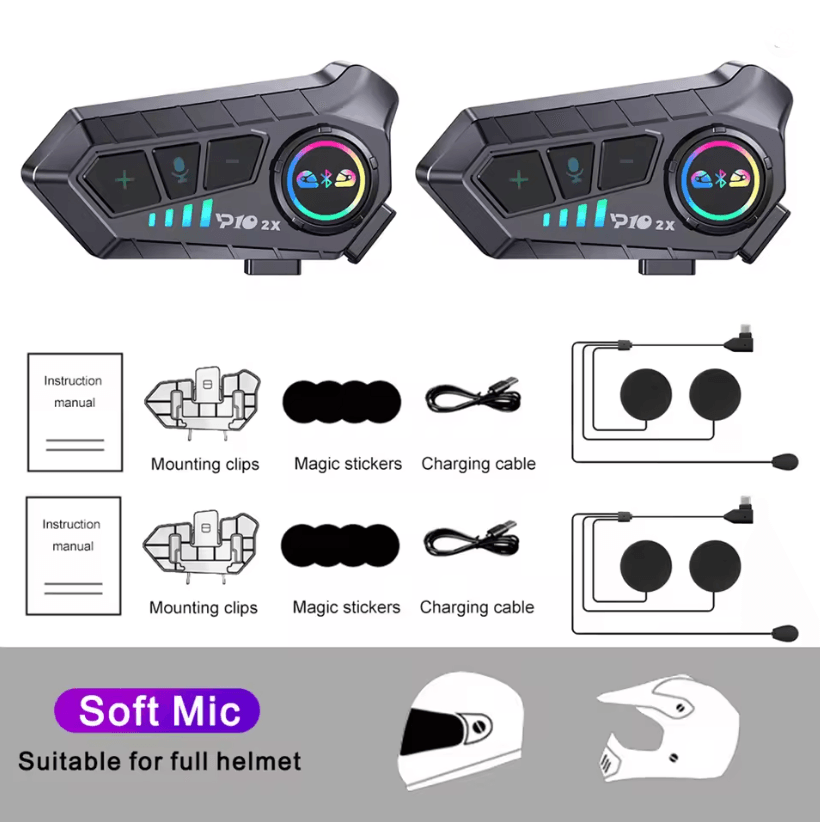 RideTalk BT 53 Motorcycle Intercom Headset For 2 Riders With Music Sharing 6