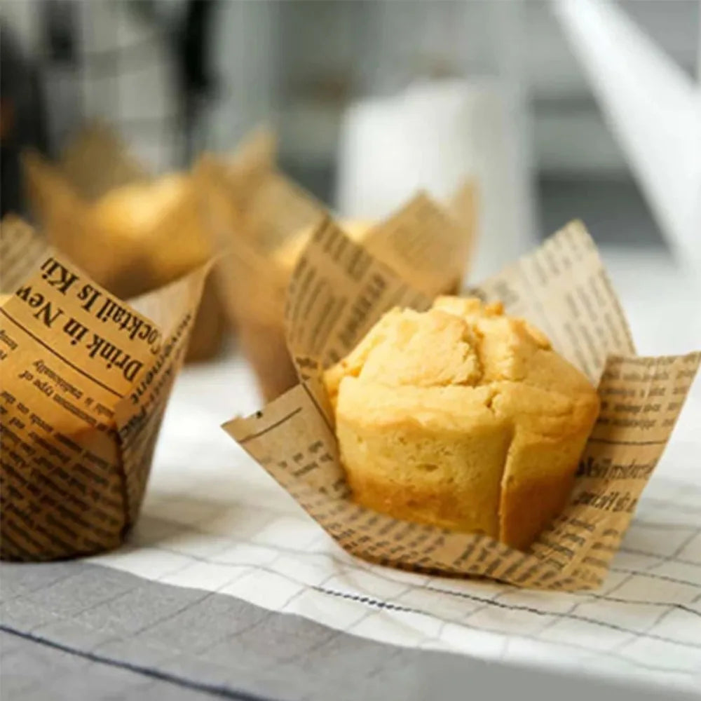 Newspaper Style Baking Cup Cupcake Liners Elegant Cupcake Wrapper Molde For Wedding Birthday Party  1