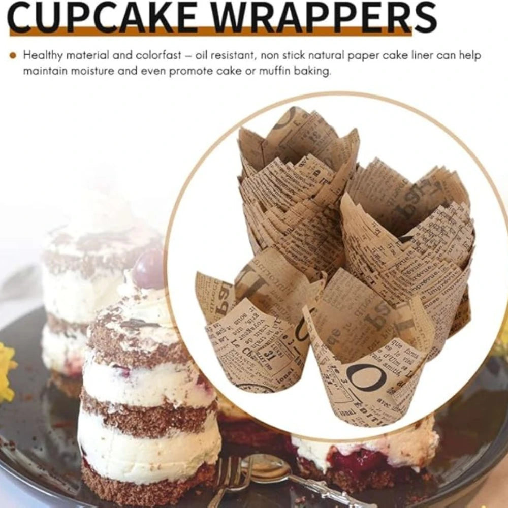 Newspaper Style Baking Cup Cupcake Liners Elegant Cupcake Wrapper Molde For Wedding Birthday Party  6