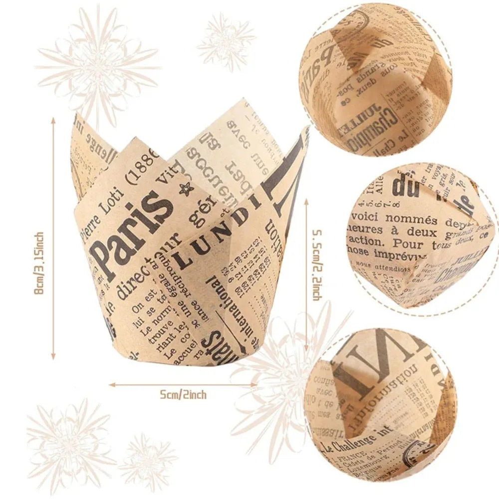 Newspaper Style Baking Cup Cupcake Liners Elegant Cupcake Wrapper Molde For Wedding Birthday Party  4