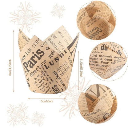 Newspaper Style Baking Cup Cupcake Liners Elegant Cupcake Wrapper Molde For Wedding Birthday Party  4