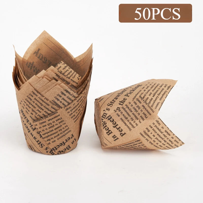Newspaper Style Baking Cup Cupcake Liners Elegant Cupcake Wrapper Molde For Wedding Birthday Party  5