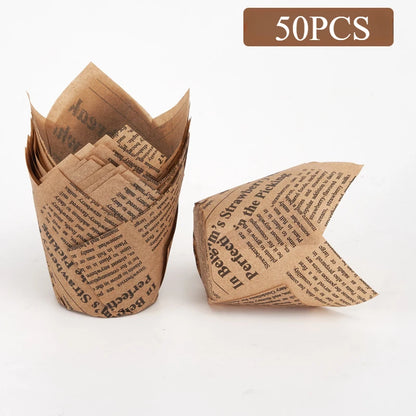 Newspaper Style Baking Cup Cupcake Liners Elegant Cupcake Wrapper Molde For Wedding Birthday Party  5