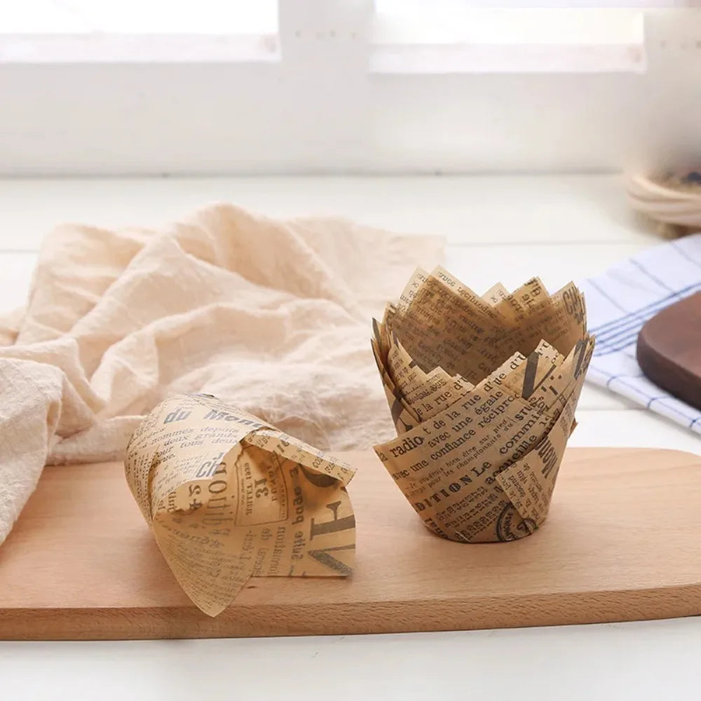 Newspaper Style Baking Cup Cupcake Liners Elegant Cupcake Wrapper Molde For Wedding Birthday Party  3