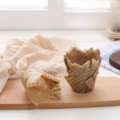 Newspaper Style Baking Cup Cupcake Liners Elegant Cupcake Wrapper Molde For Wedding Birthday Party  3