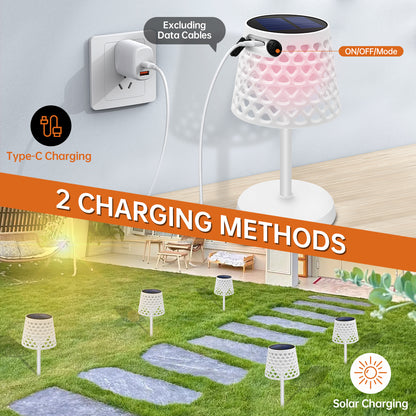 Outdoor LED Solar Table Lamp Waterproof, Cordless Desk Lamp, 3 Way Wall Installation Garden Solar Modern Bedside Lamp