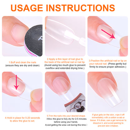 Twoing Waterproof Nail Adhesive Long Lasting Fast Drying Formaldehyde Free Compatible Acrylic Nails 3