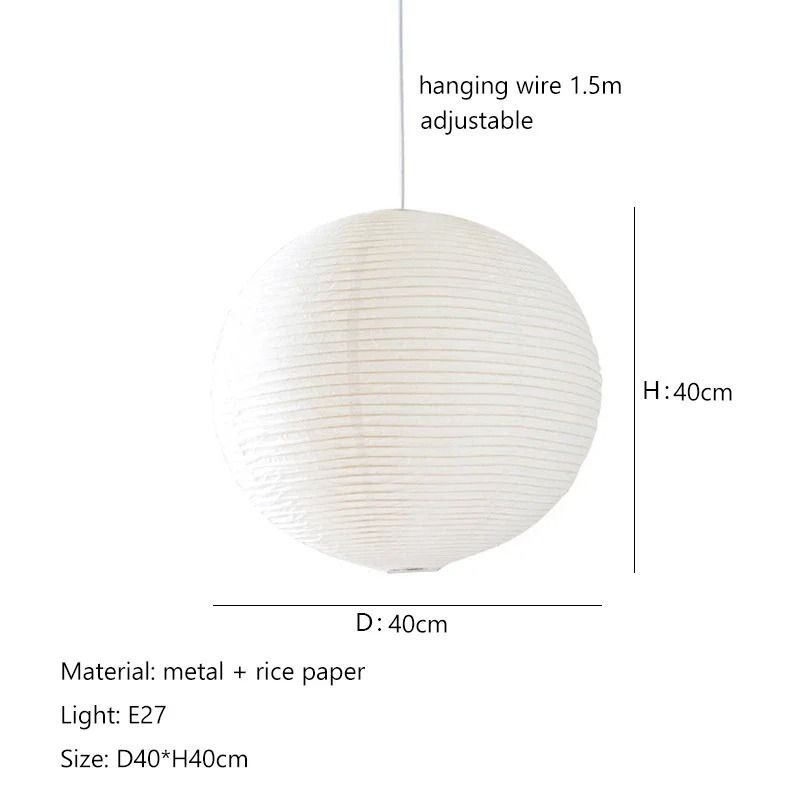 Wabi Sabi Style Rice Paper Pendant Light For Bedroom Dining Room Or Cafe Decor 8