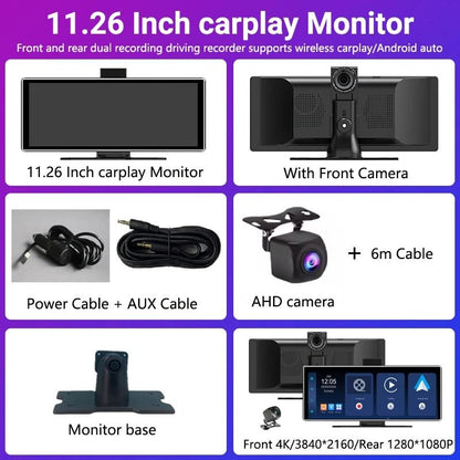 1126 Inch Touchscreen Car Multimedia Video Player With Dual Lens DVR And Wireless CarPlay 12