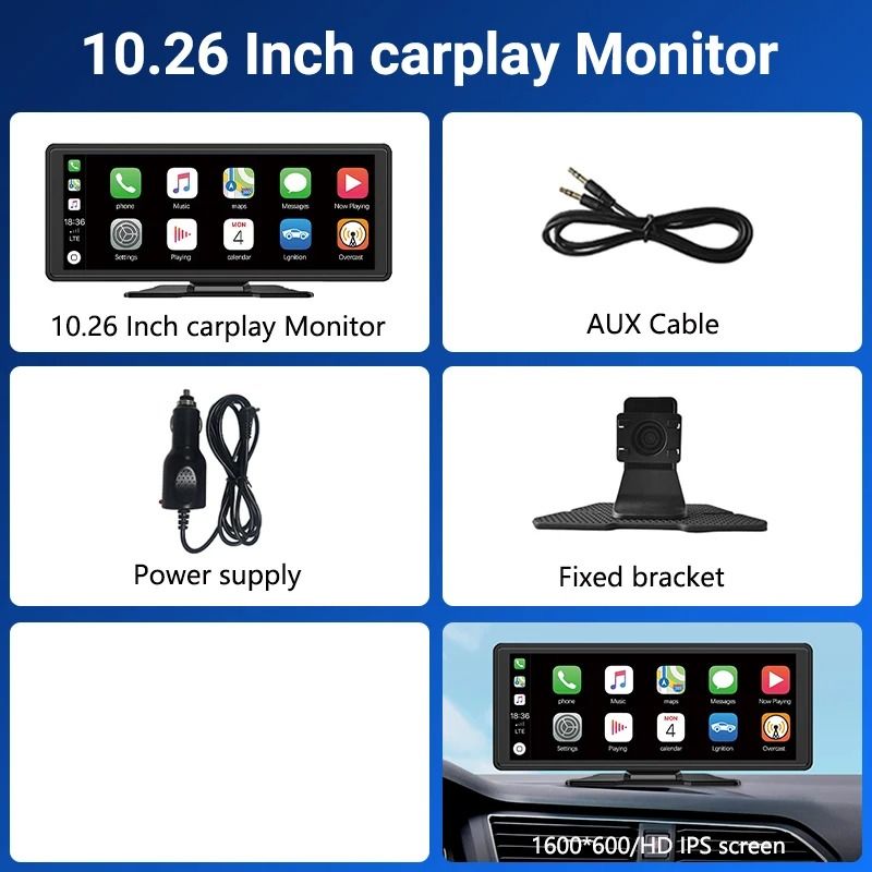 1126 Inch Touchscreen Car Multimedia Video Player With Dual Lens DVR And Wireless CarPlay 6
